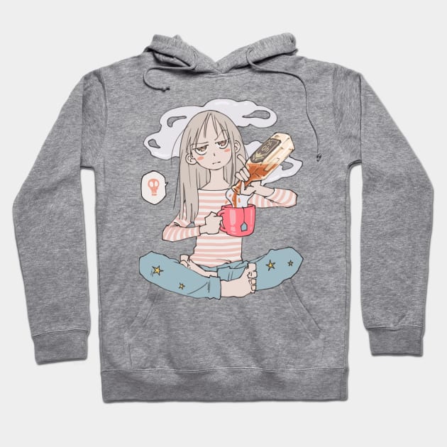 Tea Time Funny Cartoon Manga Girl Hoodie by Jay Spotting